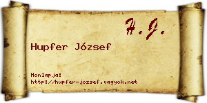 Hupfer József névjegykártya
